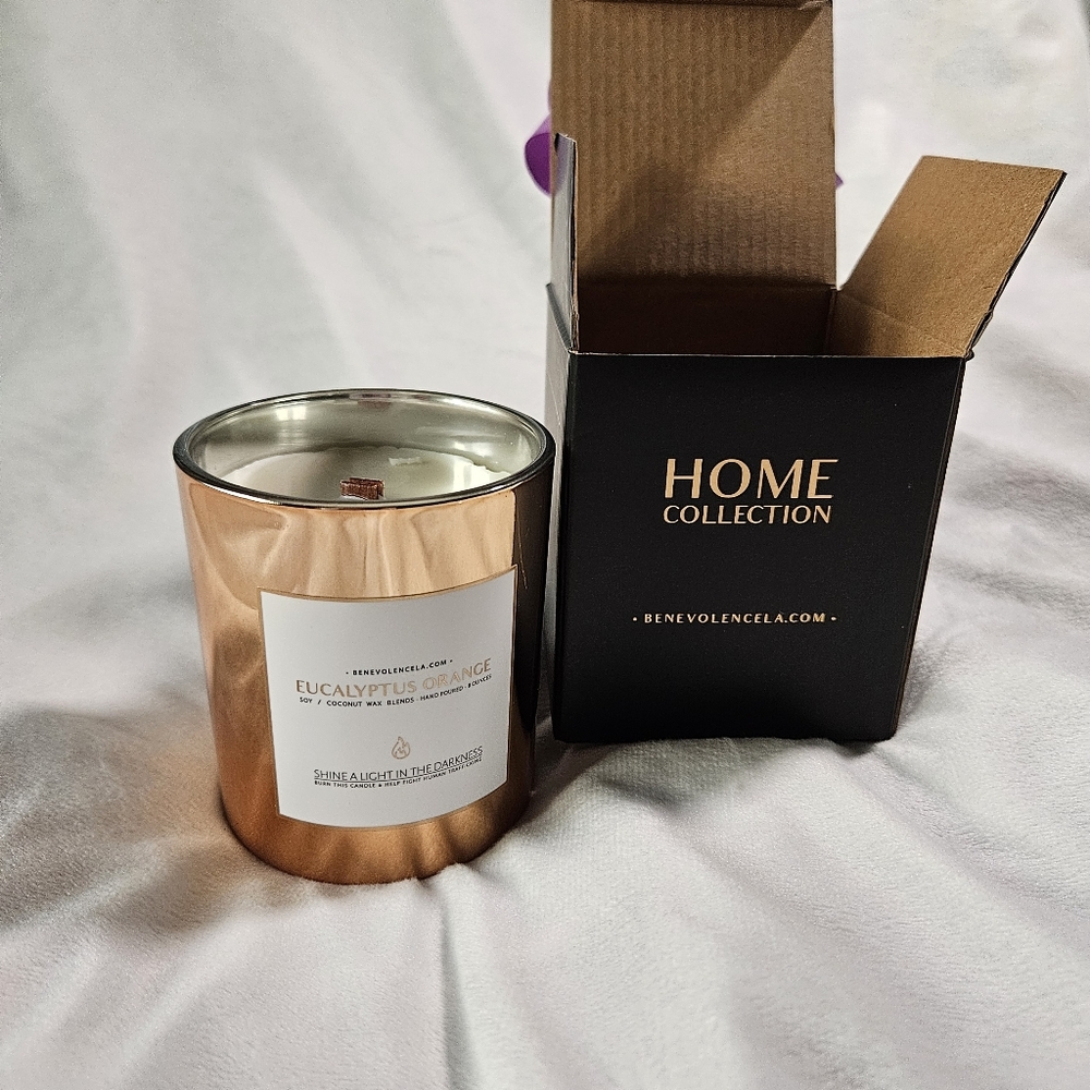 Benevolence Los Angeles Luxury Scented 8oz Candle Purple Bow Gift Box